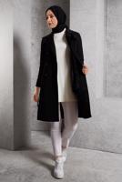 Tesettür giyim SİYAH KUŞAKLI TRENÇKOT T 2216