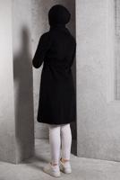 Tesettür giyim SİYAH KUŞAKLI TRENÇKOT T 2216