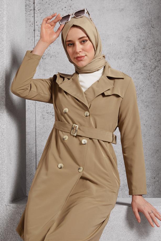 Vêtements hijab VISON TRENCH-COAT CEINTURÉ T 2216 - TRENDTESETTÜR
