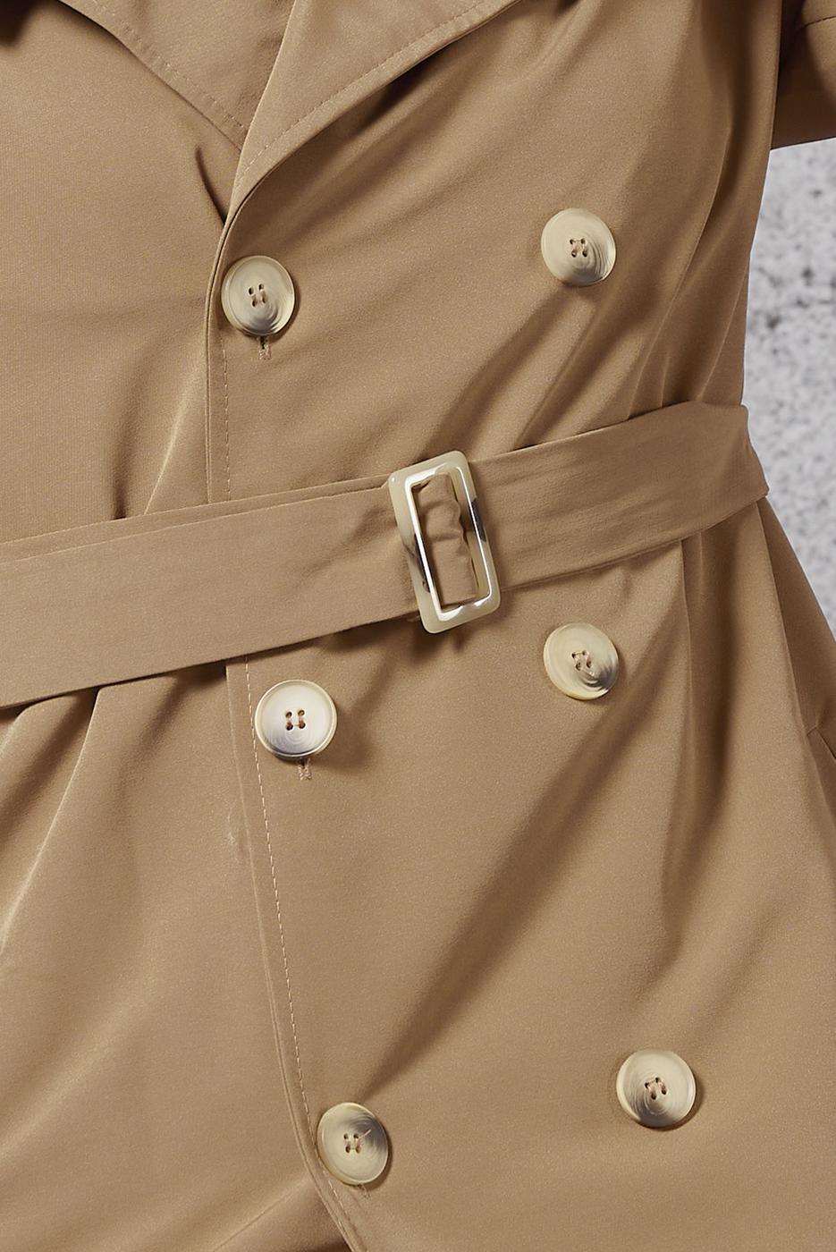 Tesettür giyim VİZON KUŞAKLI TRENÇKOT T 2216