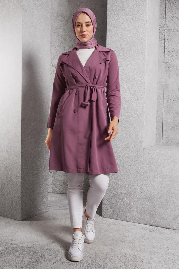 Vêtements hijab ROSE TRENCH-COAT CEINTURÉ T 2216 - TRENDTESETTÜR