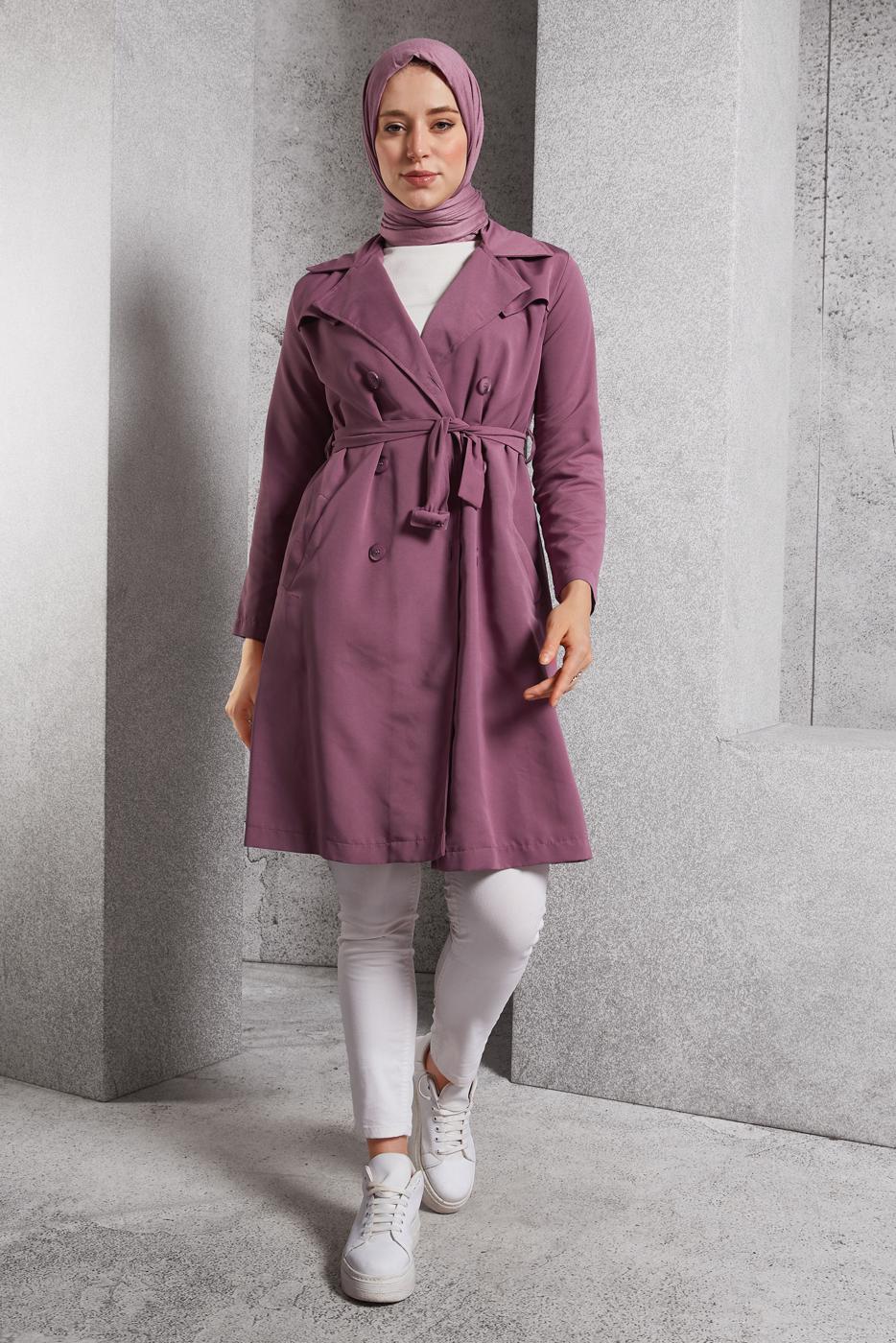 Vêtements hijab ROSE TRENCH-COAT CEINTURÉ T 2216