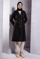 Hijab clothing BLACK BELTED COAT T 2703