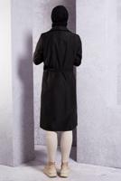 Hijab clothing BLACK BELTED COAT T 2703
