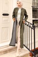 Vêtements hijab KAKI TRENCH-COAT À TAILLE ÉLASTIQUE T 5083