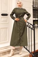Vêtements hijab KAKI TRENCH-COAT À TAILLE ÉLASTIQUE T 5083