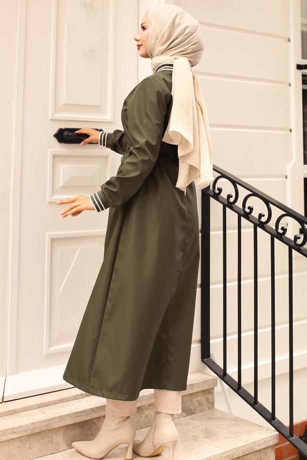 Vêtements hijab  ELASTIC WAIST TRENCH COAT T 5083 - TRENDTESETTÜR
