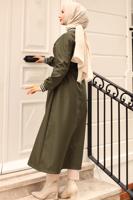 Vêtements hijab KAKI TRENCH-COAT À TAILLE ÉLASTIQUE T 5083