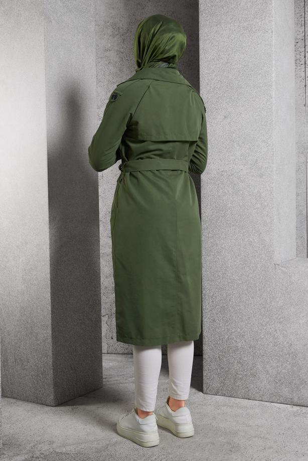 Vêtements hijab KAKI TRENCH-COAT CEINTURÉ T 6216 - TRENDTESETTÜR