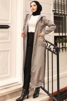 Hijab clothing BEIGE HOODED TRENCH COAT T 6521
