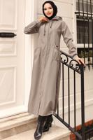 Hijab clothing BEIGE HOODED TRENCH COAT T 6521
