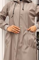 Hijab clothing BEIGE HOODED TRENCH COAT T 6521