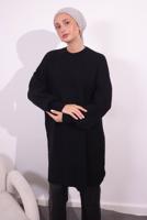 Tesettür giyim SİYAH BALON KOL TRİKO TUNİK T 1809