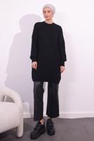 Tesettür giyim SİYAH BALON KOL TRİKO TUNİK T 1809