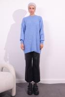 Tesettür giyim MAVİ BALON KOL TRİKO TUNİK T 1809