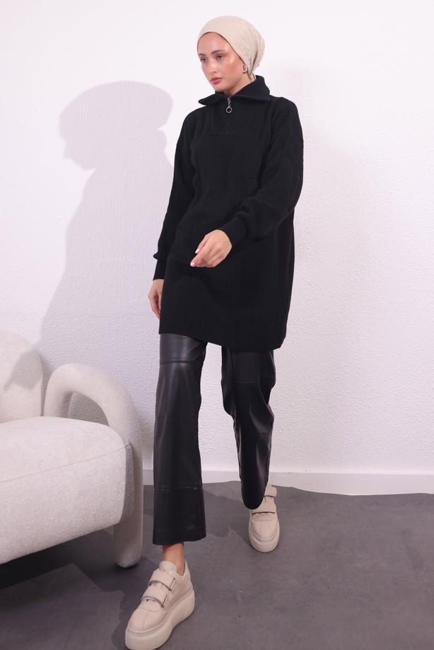 Vêtements hijab NOIR PULL EN MAILLE T 3409 - TRENDTESETTÜR