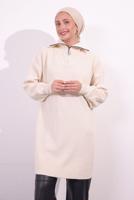 Hijab clothing BEIGE KNITWEAR SWEATER T 3409