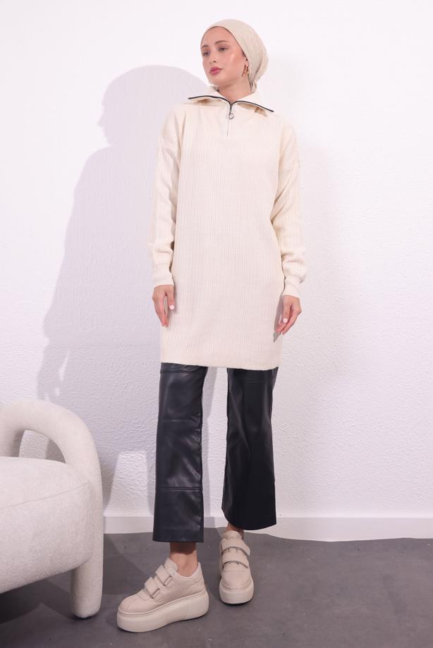 Vêtements hijab BEIGE PULL EN MAILLE T 3409 - TRENDTESETTÜR