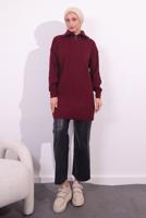 Tesettür giyim BORDO TRİKO KAZAK T 3409