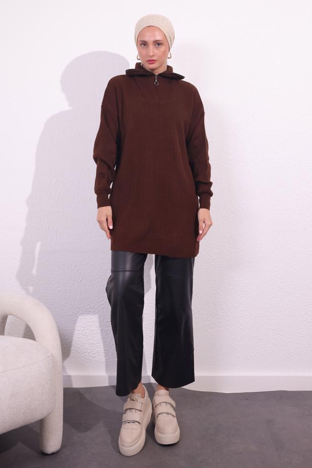 Vêtements hijab BRUN PULL EN MAILLE T 3409 - TRENDTESETTÜR