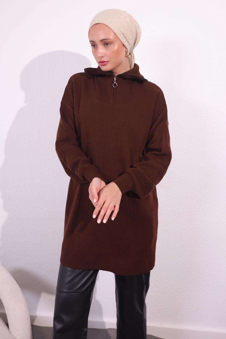 Hijab clothing BROWN KNITWEAR SWEATER T 3409
