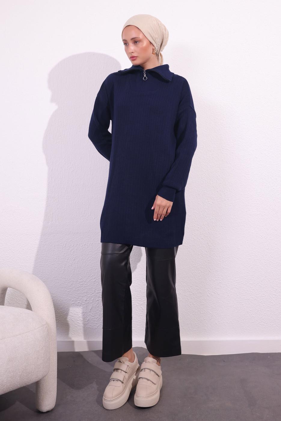 Tesettür giyim LACİVERT TRİKO KAZAK T 3409