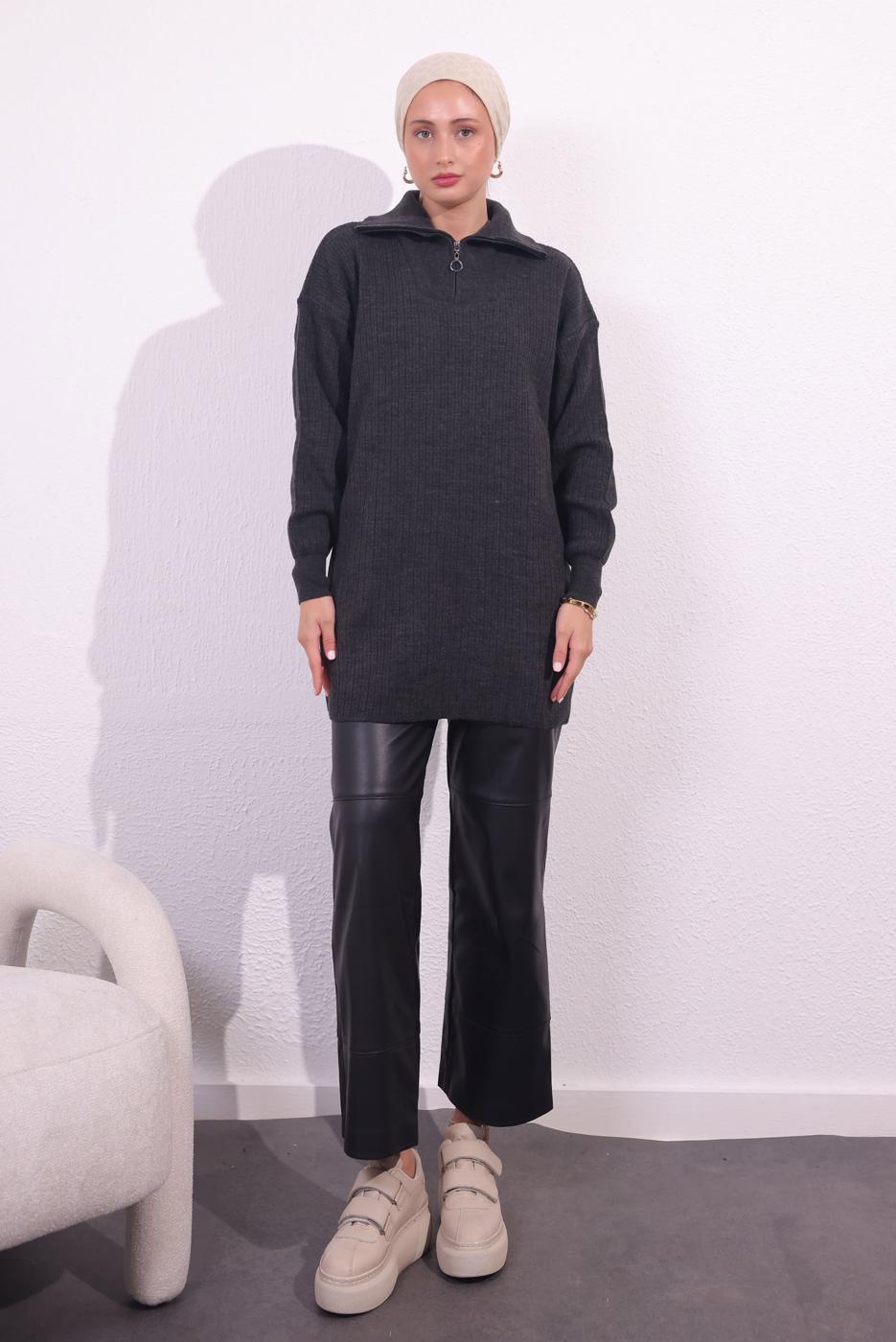 Tesettür giyim GRİ TRİKO KAZAK T 3409