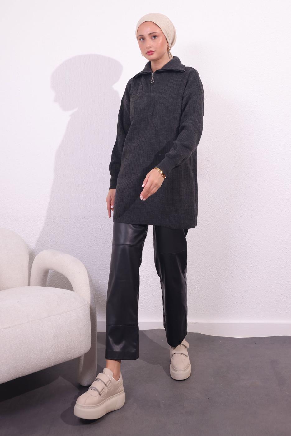 Tesettür giyim GRİ TRİKO KAZAK T 3409