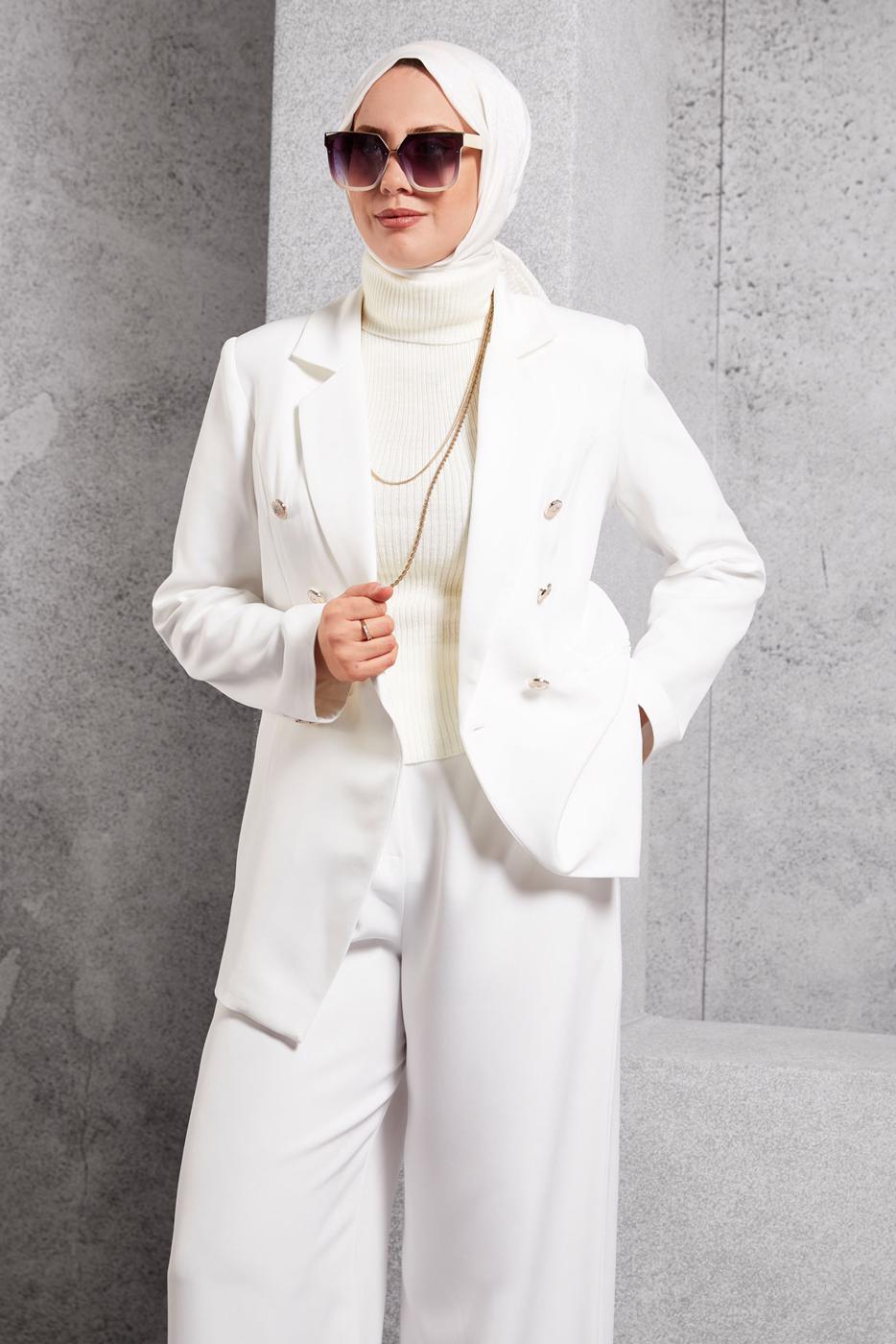 Tesettür giyim KREM SIFIR KOL TRİKO BODY T 3609