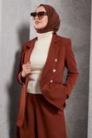 Tesettür giyim BEJ SIFIR KOL TRİKO BODY T 3609