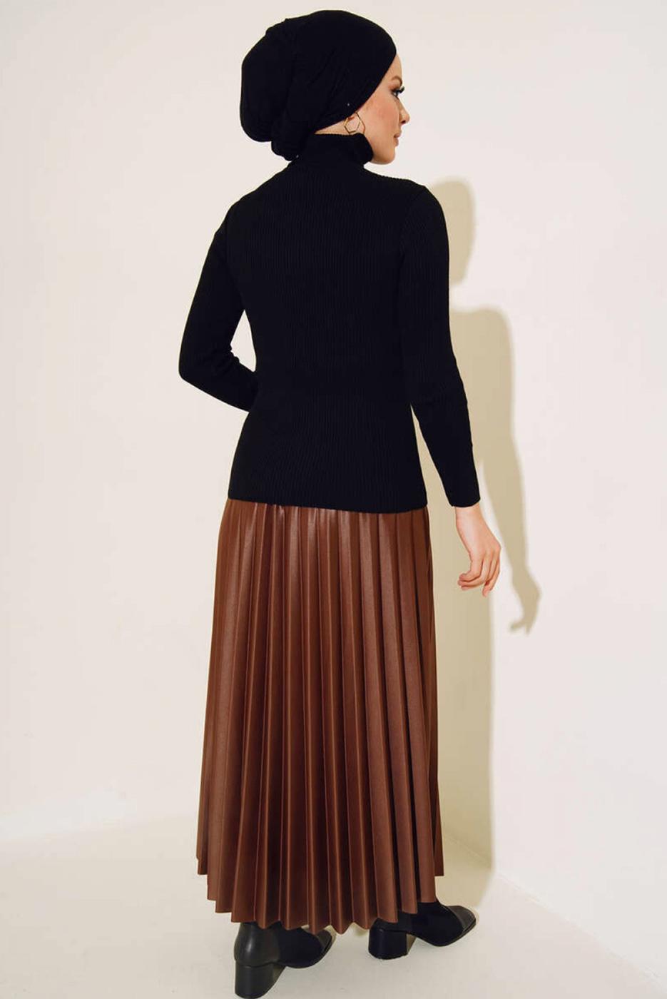 Tesettür giyim SİYAH BOĞAZLI YAKA TRİKO BODY T 4403