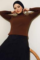 Tesettür giyim KAHVE BOĞAZLI YAKA TRİKO BODY T 4403