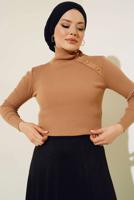 Tesettür giyim VİZON BOĞAZLI YAKA TRİKO BODY T 4403