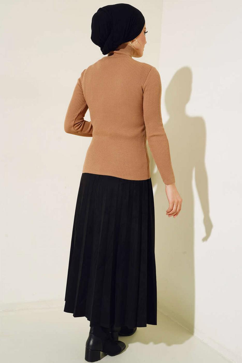 Tesettür giyim VİZON BOĞAZLI YAKA TRİKO BODY T 4403