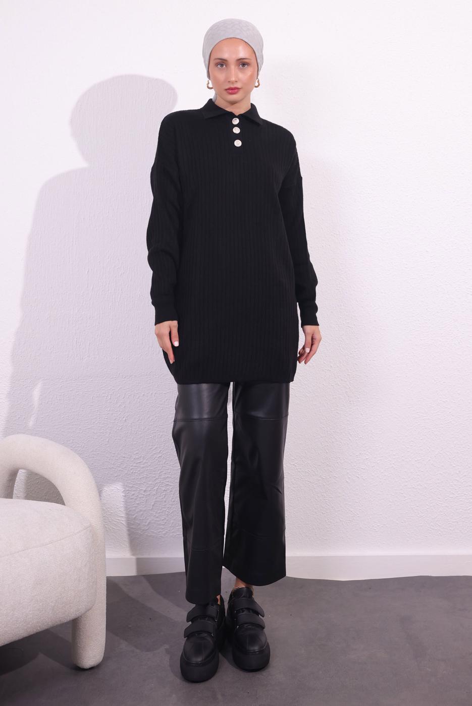 Tesettür giyim SİYAH TRİKO KAZAK T 7409