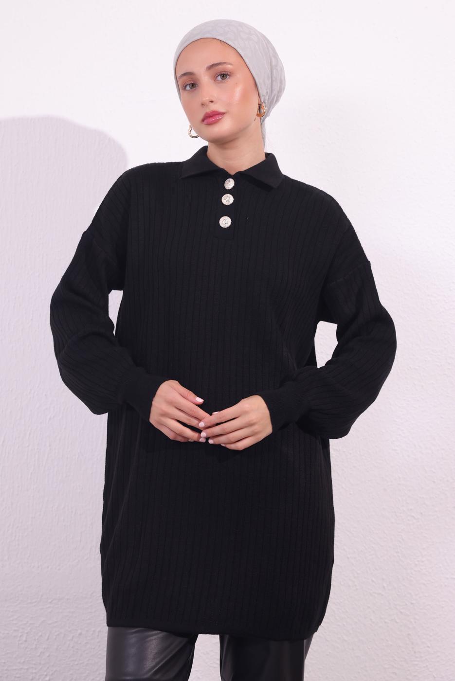 Tesettür giyim SİYAH TRİKO KAZAK T 7409