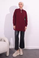 Tesettür giyim BORDO TRİKO KAZAK T 7409
