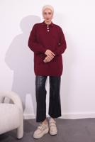 Tesettür giyim BORDO TRİKO KAZAK T 7409
