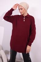 Tesettür giyim BORDO TRİKO KAZAK T 7409