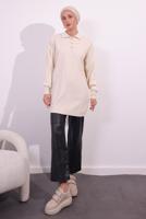 Tesettür giyim EKRU TRİKO KAZAK T 7409