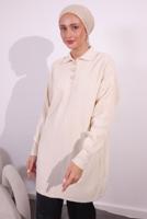 Tesettür giyim EKRU TRİKO KAZAK T 7409