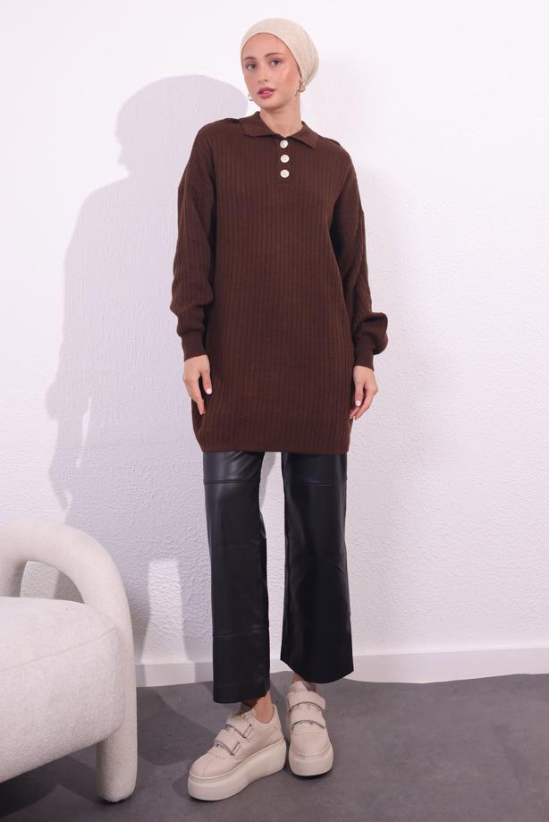 Vêtements hijab BRUN PULL EN MAILLE T 7409 - TRENDTESETTÜR