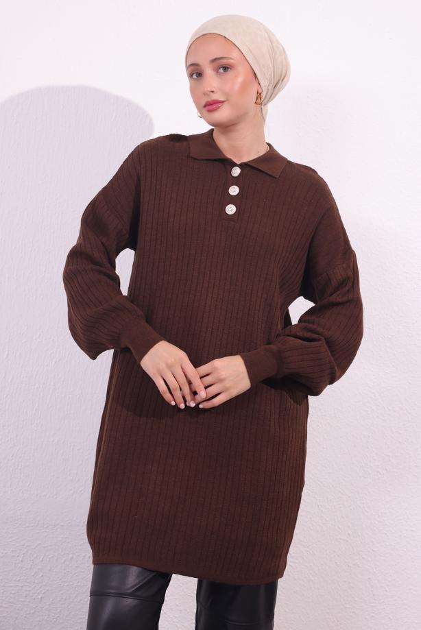 Vêtements hijab BRUN PULL EN MAILLE T 7409 - TRENDTESETTÜR
