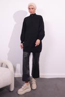 Tesettür giyim SİYAH FERMUARLI TRİKO KAZAK T 8609