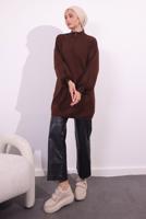 Tesettür giyim KAHVE FERMUARLI TRİKO KAZAK T 8609