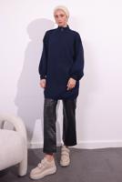 Tesettür giyim LACİVERT FERMUARLI TRİKO KAZAK T 8609