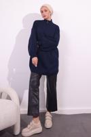 Tesettür giyim LACİVERT FERMUARLI TRİKO KAZAK T 8609