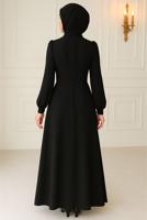 Tesettür giyim SİYAH TAŞ DETAYLI ABİYE ELBİSE T 0163