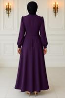 Tesettür giyim MÜRDÜM TAŞ DETAYLI ABİYE ELBİSE T 0163