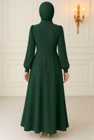 Tesettür giyim YEŞİL TAŞ DETAYLI ABİYE ELBİSE T 0163
